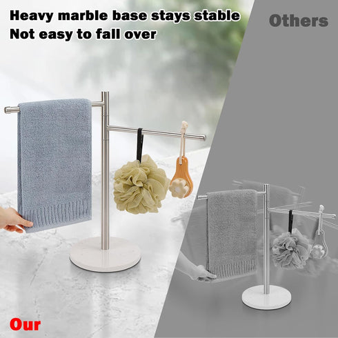 Standing Hand Towel Holder, Marble Base Towel Rack with 304 Stainless Steel, Countertop Stand Towel Ring for Kitchen