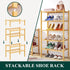 4 Closet, Smiry Shoe Rack, Tier Small Bamboo Shoe Organizer, Stackable Free Standing Wooden Shoe Storage Shelf