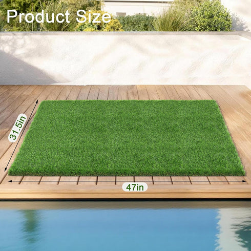 THREE ORANGES 47x31IN, 1.38" Artificial Grass Mat Thick Realistic Dog Potty Grass with Drainage, Cuttable Fake Grass