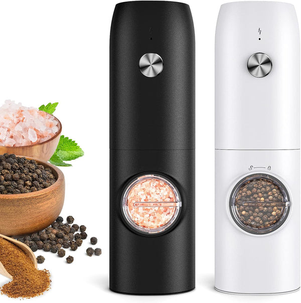 Electric Salt and Pepper Grinder Set, USB Rechargeable Kitchen Gadgets-Automatic Salt and
