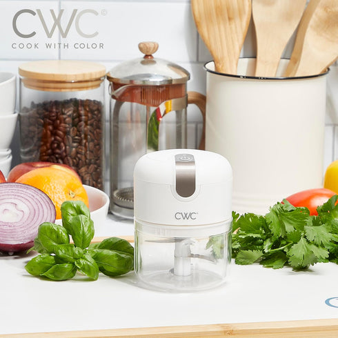 COOK WITH COLOR Wireless Food Chopper, 8 Oz, Effortlessly Chop Garlic, Ginger, Herbs, Creme