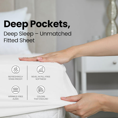 '-1 Utopia Bedding King Fitted Sheet - Bottom Sheet - Deep Pocket - Comfy Microfiber - Easy Care Fitted Sheet Only
