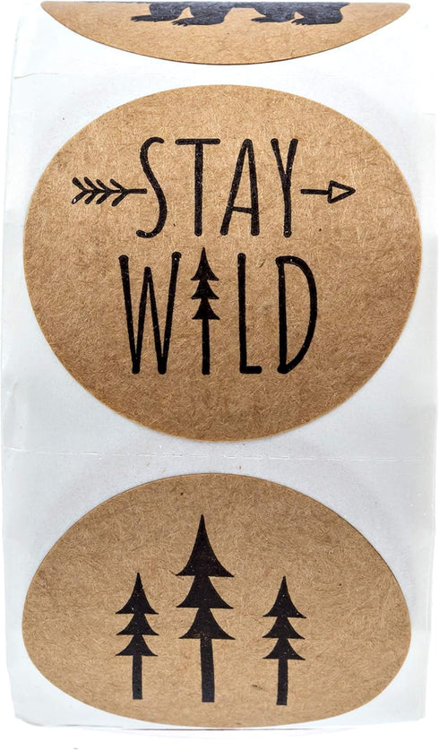 Rustic Mountain Baby Shower Stickers / 500 Gender Neutral 1.5" Adventure Birthday Party Labels / Made in The USA
