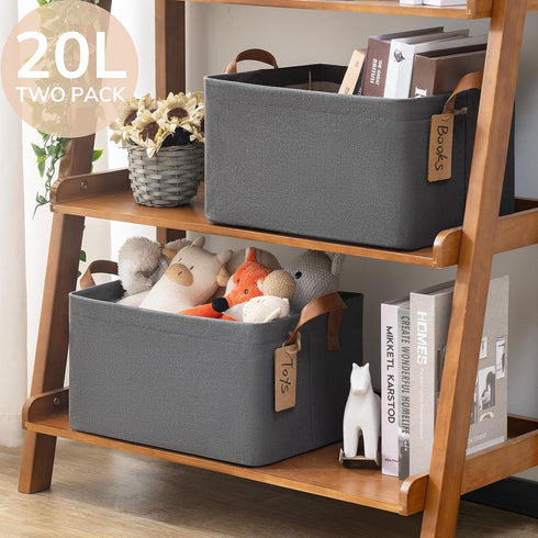 CHICVITA 2-Pack Storage Baskets for Organizing, Fabric Storage Bins for Clothes, Towels, Shoes, 14 ¾" L x 10 ¼" W x 8
