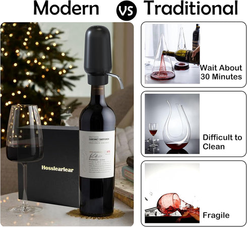 Electric Wine Aerator and Dispenser, Rechargeable Wine Decanter, Black