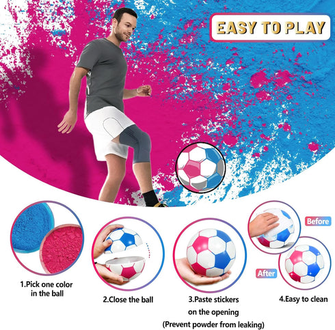 LyingMonkey 2 Gender Reveal Soccer Ball with Blue and Pink Powder, Gender Reveal Ideas for Baby Boy or Girl, Revelacion