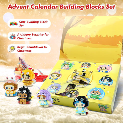 weallbuy 12 Packs Set, Building Blocks Valentines Party Favor for Kids, Valentines for Kids Classroom, Birthday Advent
