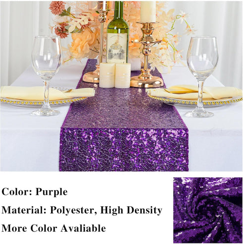 12inx108in ShinyBeauty Sequin Table Runner with Tassel Purple, Dining Table Runner Sequin Hotel Coffee Table Runners