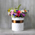 Home Acre Designs Large Ceramic Farmhouse Kitchen Utensil Holder, White/Copper Countertop Crock