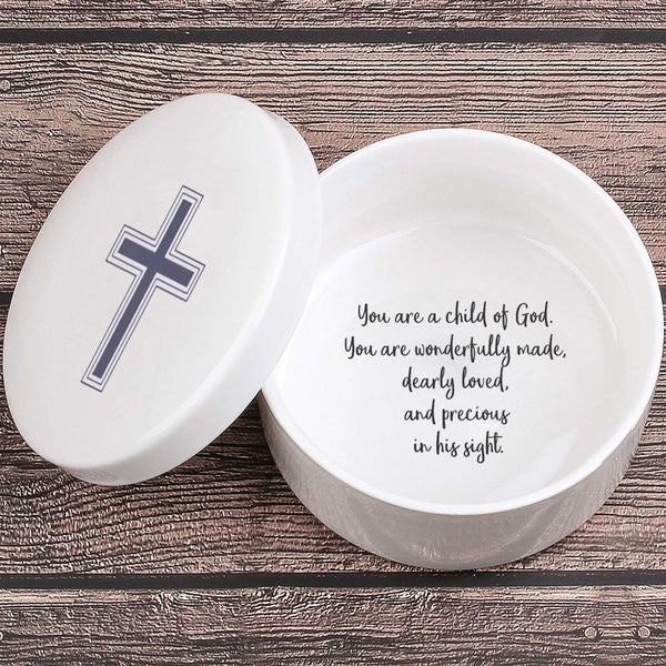 Keepsake First Communion Jewelry for Boys & Girls, Baptism Ceramic Box, Godparent Gift, Christening & Baby Shower
