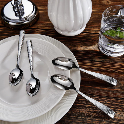 KEAWELL Premium 4-Piece Louis Hammered Spoons Set, 18/10 Stainless Steel, Dishwasher Safe, 6.4" Teaspoon