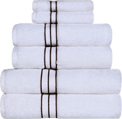 Superior Hotel Turkish Cotton 6 Piece Towel Set, Ultra Plush Spa Quality