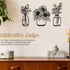 3 Pieces Metal Flower Wall Decor, Minimalist Black Tulip Wire Iron Art for Kitchen Bathroom Living Room