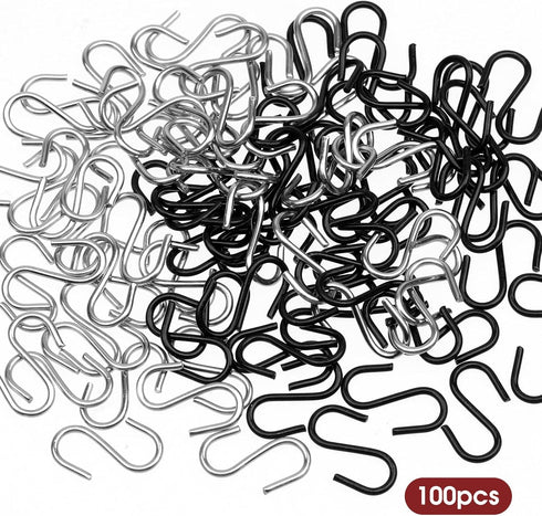 100 Pcs 1/2 Inch Mini S Hooks, Stainless Steel Connectors with Storage Box for DIY Crafts & Hanging Jewelry