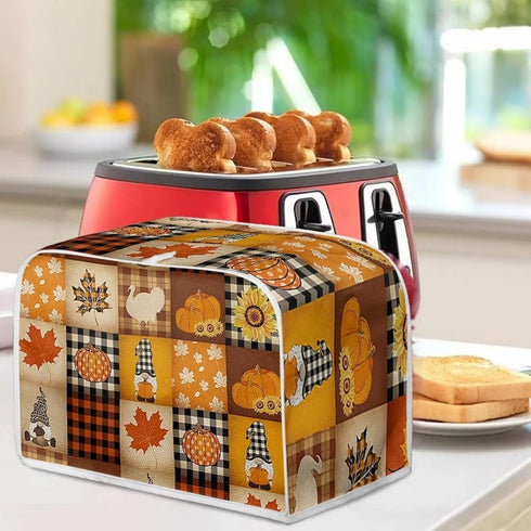 UNICEU Autumn Pumpkins Maple Leaves 4 Slice Toaster Covers, Fall Harvest Kitchen Dust Protector