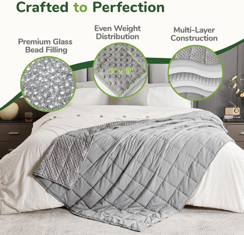 60 80in, 15lbs Sivio Weighted Blankets for Adults, Soft Minky Heavy Blanket for Calm Sleeping, Brethable Cooling