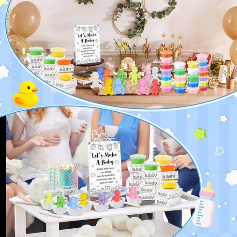 Blosssound Set 24 24 Funny Baby Shower Games Decorations Let's Make a Baby Clay Game Sign Play Clay Pencils Shower