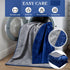 80" 60", 3-Layer Tisancy Love Waterproof Bed Blanket - Twin Size, x Navy Blue & Gray, Flannel with Storage Bag