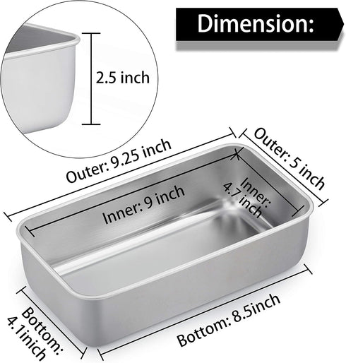 TeamFar Loaf Pan, 9¼” × 5” Stainless Steel Bread Loaf Pan for Baking Bread, Cake, Toast, Dishwasher Safe
