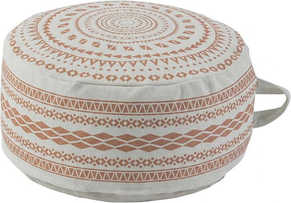 MOCOFO Unstuffed Round Pouf Cover, Boho Geometric Ottoman Footstool Cover with Handle,