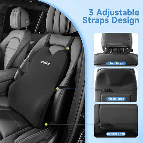 Teemour Lumbar Support Pillow for Car Truck Accessories Memory Foam Back Cushion for Driving Seat Lower Back Support