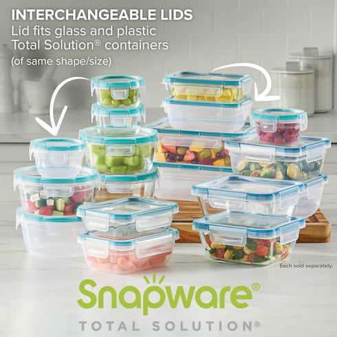 Snapware Total Solution 3-Pack (8.5-Cup) Plastic Food Storage Containers Set, Leakproof & Airtight Locking Lids