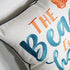 Embroidered The Beach is My Happy Place Throw Pillow Cover, Square 18 inches Decorative Canvas Cover with Pattern