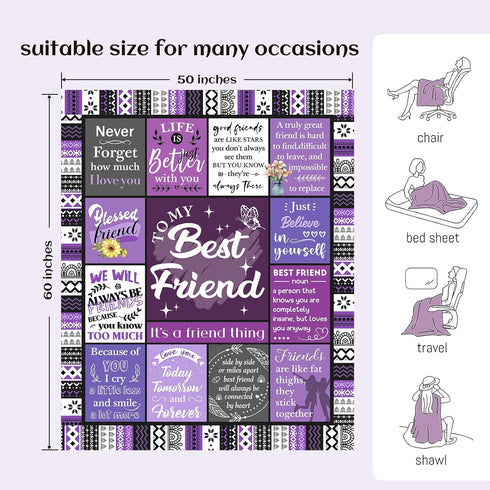 50x60in Best Friend Blanket Gifts, Best Friend Birthday Gifts for Women - Friendship Gift to My Best Friends, Bestie