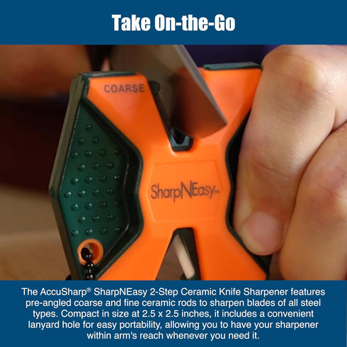 AccuSharp 2-Step Knife Sharpener, Coarse and Fine Rods, Hones & Restores Kitchen Knives, Keychain Pull Through, Blaze