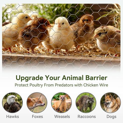 16in 82ft Amagabeli x Chicken Wire Fencing Garden Netting Poultry Wire Hexagonal Galvanized Mesh Roll Dog Barrier