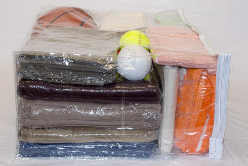 Set of 5 Clear Vinyl Zippered Storage Bags, 24 x 20 x 11 Inch