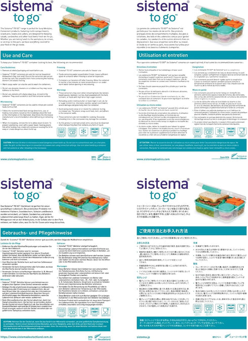 Sistema To Go Multi Split Meal & Food Container with Dividers & Clips, 820ml, BPA-Free, 1 Container, Color May Vary