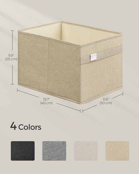 SONGMICS Extra Large Storage Baskets, Set of 2, 30L Fabric Storage Cubes, 15.7 x 11.8 x 9.8 Inches, Sand Beige