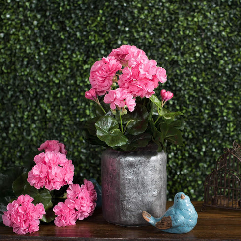 Vickerman Everyday Artificial Pink Geranium Bush 15.25" - Premium Faux Floral Decor for Weddings or Everyday