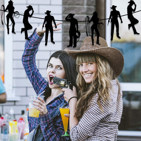 Boao 16 Pieces Cowboy Silhouettes, Western Theme Party Decorations for Wild West Birthday Baby Shower