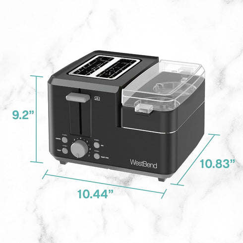 West Bend 78500 Breakfast Station, Black, 2-Slice Toaster with Egg Cooker/Poacher & Warming Tray