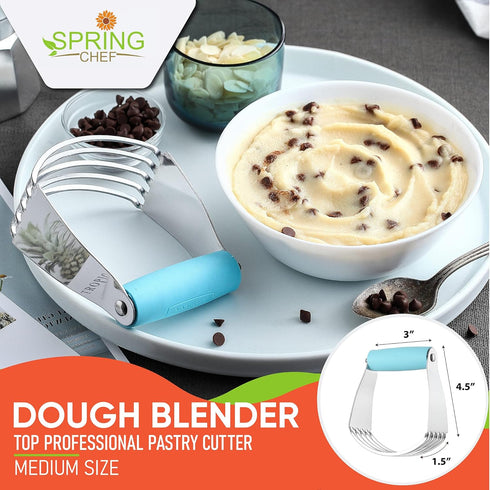 Spring Chef Dough Blender, Top Professional Pastry Cutter, Heavy Duty Baking Tool with Stainless Steel Blades
