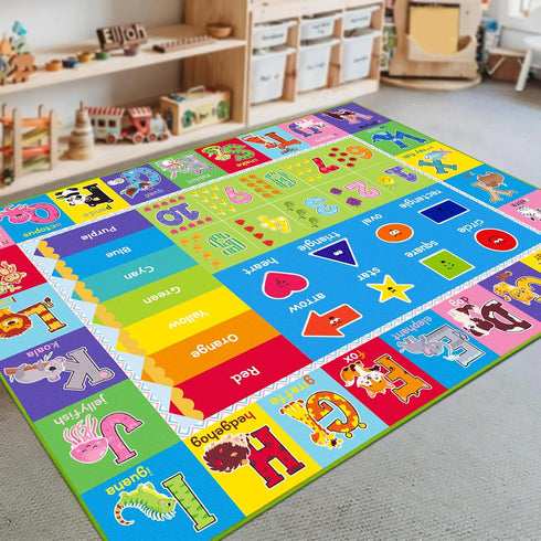 DINSUMRUG 78.7X59 INCH) Kids Rug for Playroom, ABC Carpet Educational Play Mat for Kids, Preschool Rugs ABC Numbers