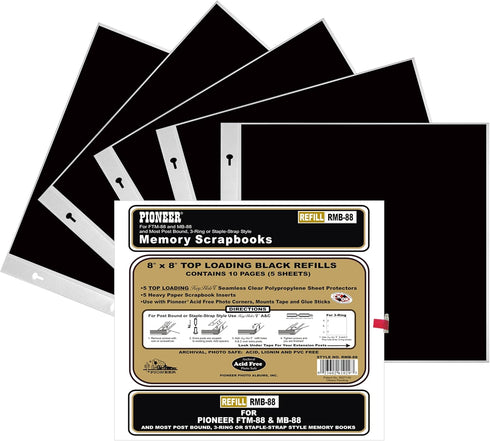 Pioneer Black Refill Pages for 8 Inch by 8 Inch Memory Books