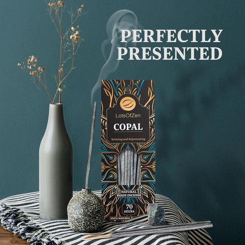Copal Incense Sticks Smudge Kit (70 pcs) — 100% Pure Long Burning White Copal Resin from Mexico