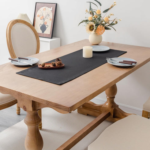 36 Inches 14x36 Inchs Farmhouse Black Table Runner Long Polyester Fabric Washable Rustic Table Runners Small Short