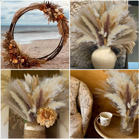 CKBT 300 PCS Dried Pampas Grass Decor, Dried Flower Bouquets for Wedding, Home, Centerpiece Table, Modern Home, Western