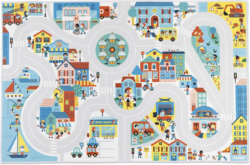 Janod - Children's Car Rug - City Theme - Soft & Non-Slip