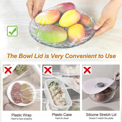 100pcs Plastic Bowl Covers, Elastic Reusable Fresh Keeping Bags for Bread Proofing and More