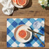 Set of 6 Blue and White Plaid Cloth Placemats, Washable Table Mats with Buffalo Design for Dining Table