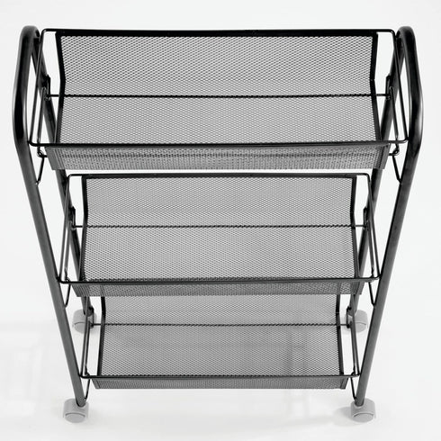 mDesign Steel Rolling Utility Cart with 3 Basket Shelves - Storage Organizer Trolley for Bathroom, Garage, Laundry Room