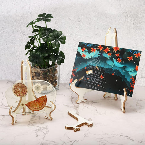 PATIKIL 9" Acrylic Decorative Plate Stand Holder, 2 Pack Table Use Foldable Picture Easel Frame for Photos