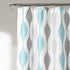 Lush Decor Mid Century Geo Shower Curtain, 72" x 72", Blue & Gray - Stylish Bathroom Decor