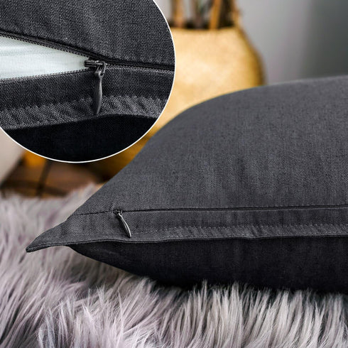 Jeanerlor 26"x26" Decorative Cotton Linen Couch Throw Pillow Case, Dark Grey Euro Sham for Wedding Gift