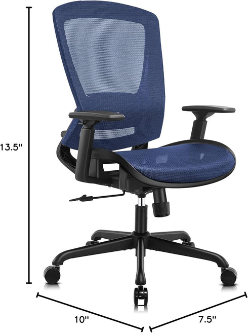 Blue Mesh Headrest for Home Office Chair, Black Frame, Not General